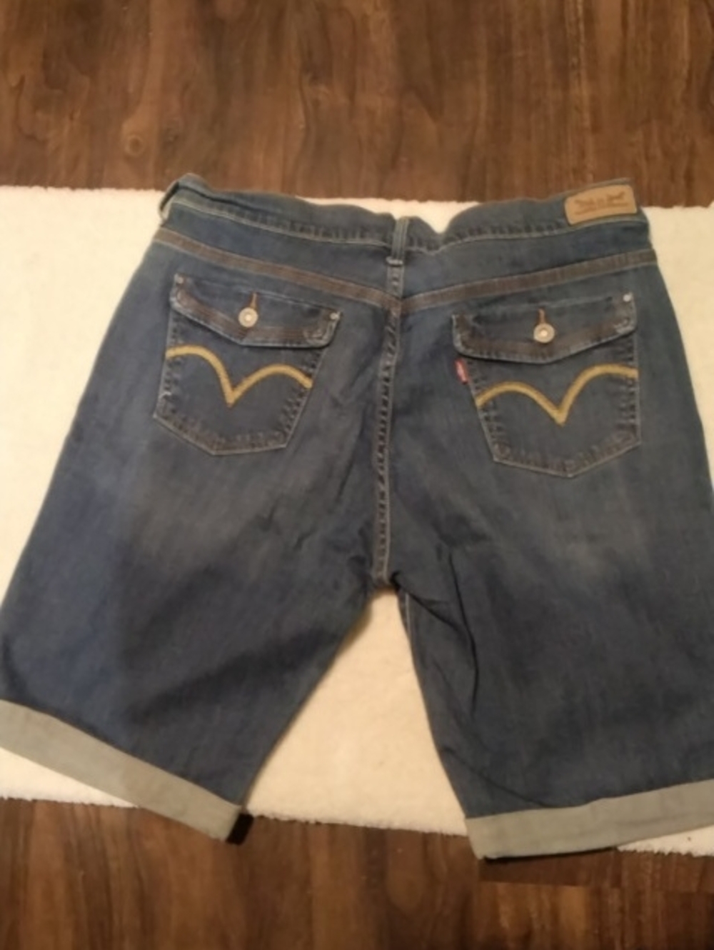 Levi's Women's Denim Bermuda Shorts - Blue with Yellow Stitching